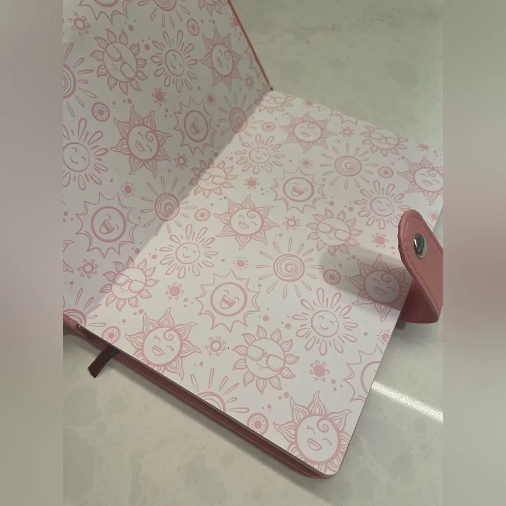 Pink FAUX LEATHER Design Padded Leatherette Cover Magnetic Clip Journal‎